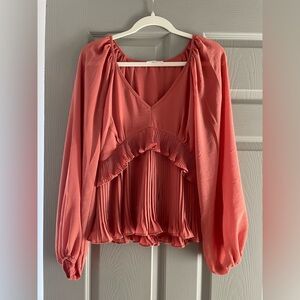 Vestique Coral Ruffle Blouse